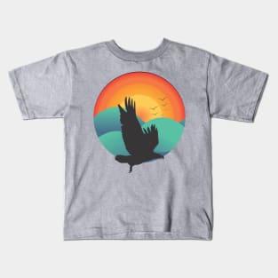 Vintage retro sunset art of zoo Kids T-Shirt